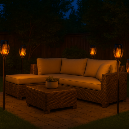 Solar Tuinfakkels (4-Pack) – 49,5 cm – LED Tuinverlichting op Zonne-energie – Buiten & Padverlichting