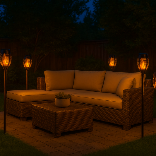 Solar Tuinfakkels (4-Pack) – 49,5 cm – LED Tuinverlichting op Zonne-energie – Buiten & Padverlichting