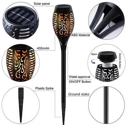 Solar Tuinfakkels (4-Pack) – 49,5 cm – LED Tuinverlichting op Zonne-energie – Buiten & Padverlichting